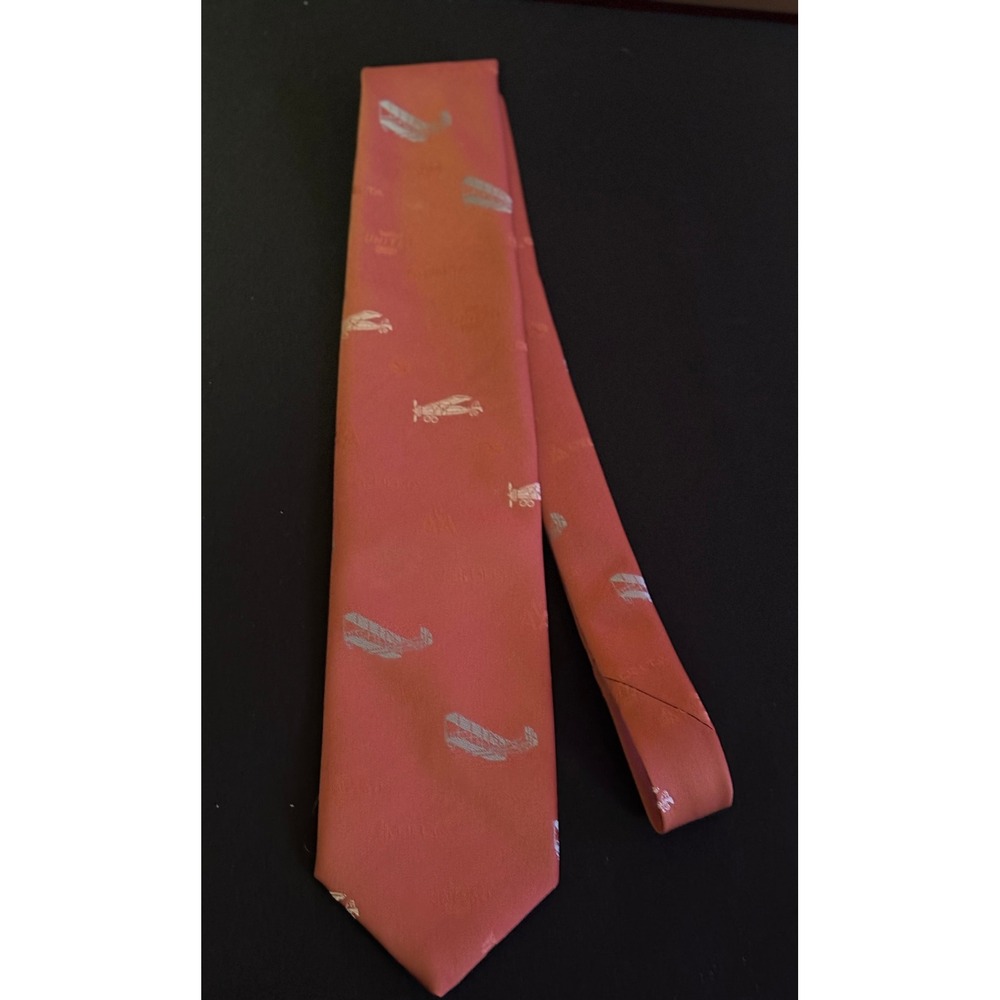 Historicals by Liebert Mens Aviation Tie Rust Orange Vintage Airline Logos USA